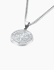 Compass necklace silver